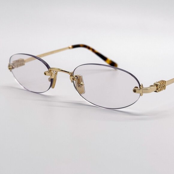 NEW MIU MIU SUNGLASSES MUA54S 5AK08N OVAL GOLD/CLEAR WOMEN MU A54S SMU A54